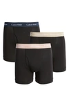 Calvin Klein Cotton Stretch Moisture Wicking Low Rise Trunks, Pack Of 3 In Shoreline/clay/travertine