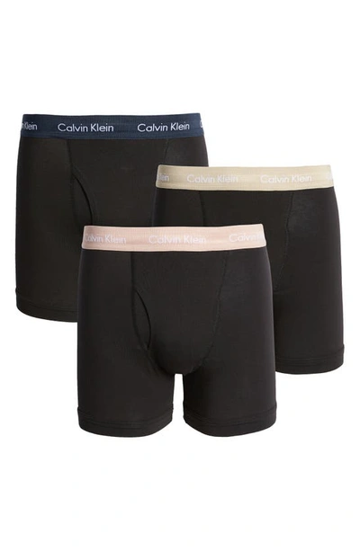 Calvin Klein Cotton Stretch Moisture Wicking Low Rise Trunks, Pack Of 3 In Shoreline/clay/travertine