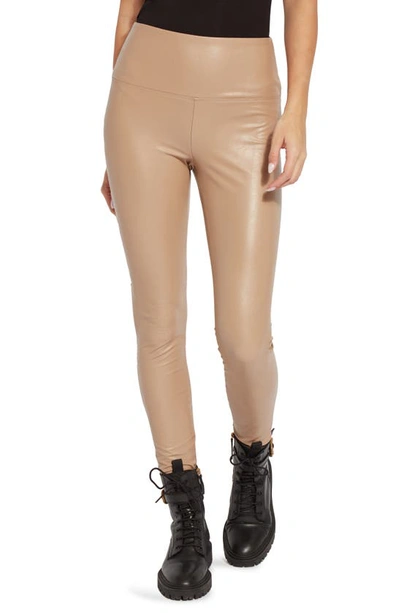 Lyssé Textured Faux Leather Leggings In Velvet Brown