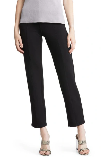 Hue Ponte Knit Straight Leg Crop Trousers In Black