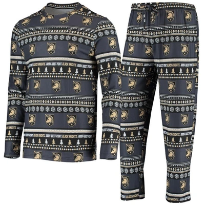 CONCEPTS SPORT CONCEPTS SPORT BLACK ARMY BLACK KNIGHTS UGLY SWEATER KNIT LONG SLEEVE TOP AND PANT SET