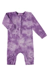 Paigelauren Babies' Thermal Henley Romper In Purple Tie Dye