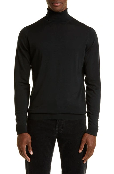 John Smedley Richards Wool Turtleneck Jumper In Black