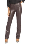 Nydj Marilyn Faux Leather Straight Leg Pants In Brown