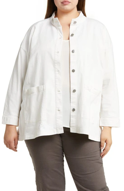 Eileen Fisher Stand Collar Shirt Jacket In Undyed Natural