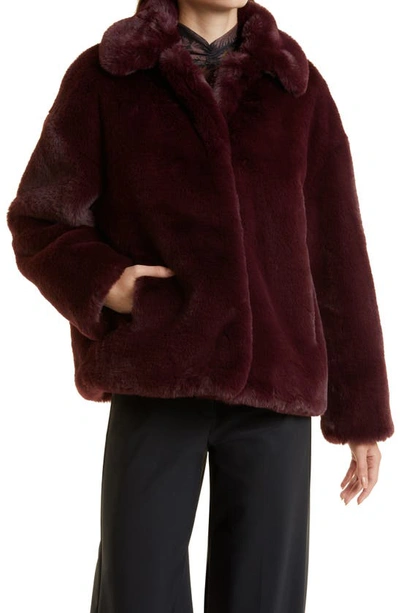 Ted Baker Liliam Oversized-collar Faux-fur Coat In Deep Purple