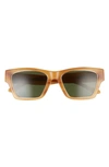 Tory Burch 53mm Rectangular Sunglasses In Amber Tortoise/ Solid Green