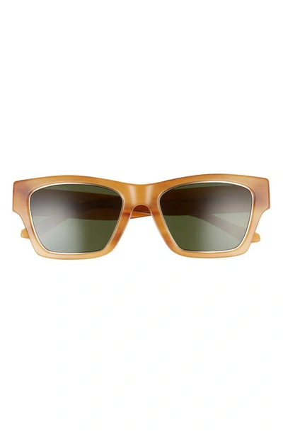 Tory Burch 53mm Rectangular Sunglasses In Amber Tortoise/ Solid Green