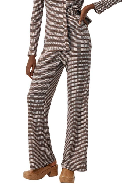 French Connection Venna Geo Print Jersey Trousers In Brown Multi