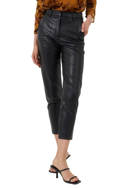 French Connection Crolenda Faux Leather Crop Trousers In Black