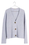 Madewell Cameron Ribbed Crop Cardigan In Heather Serene Blue
