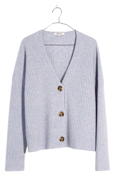 Madewell Cameron Ribbed Crop Cardigan In Heather Serene Blue