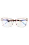 Tom Ford Blue Light Blocking Two-tone Acetate Cat-eye Glasses In Pink