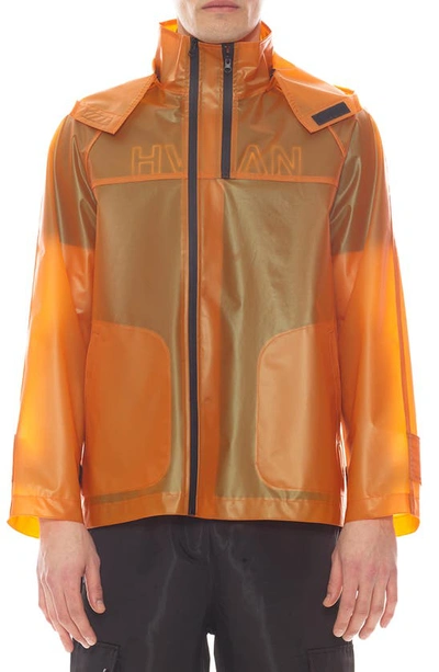 Hvman Transparent Waterproof Raincoat In Red