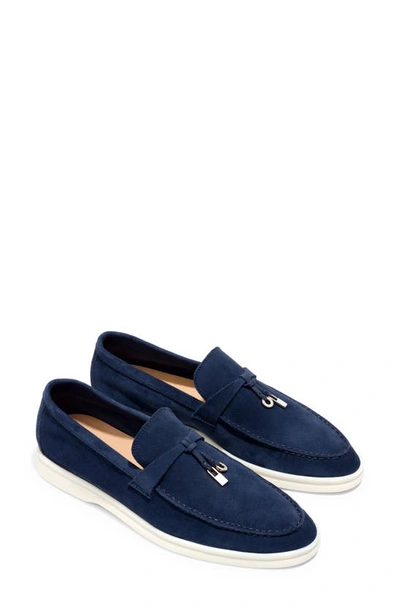 Loro Piana Summer Charms Loafer In Navy Caviar
