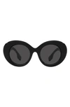 Burberry 49mm Round Sunglasses In Black