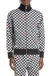 Palm Angels Checkerboard Jacquard Classic Logo Track Jacket In Black Red