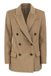 Brunello Cucinelli Double-breasted Jacket With Necklace In Chestnut