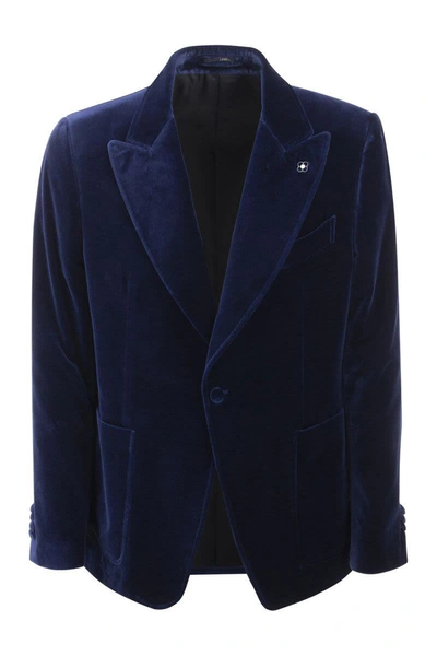 Lardini Velvet Jacket In Blue