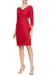Alex Evenings Embellished Ruched Sheath Dress In Deep Red