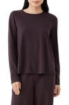 Eileen Fisher Long Sleeve Crewneck Top In Cassis