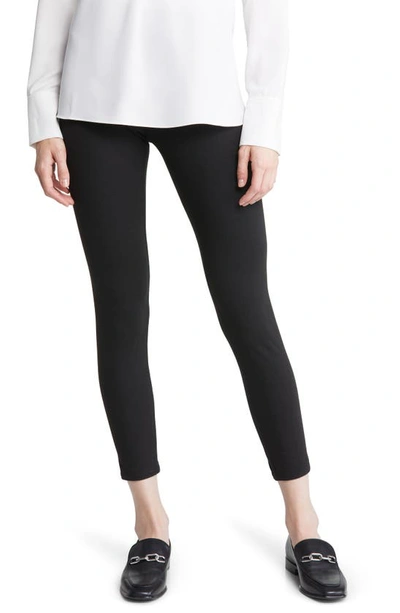 Hue Reversible Ponte Knit Crop Leggings In Black/ Gray