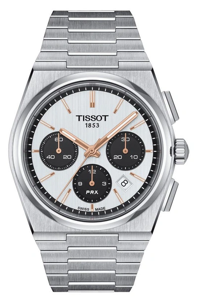 Tissot Mens Silver T1374271101100  Prx Chrono Stainless-steel Automatic Watch In Grey