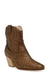 Betsey Johnson Diva Embellished Western Bootie In Brown