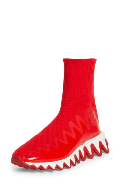 Christian Louboutin Sharky Sock Sneaker In Loubi