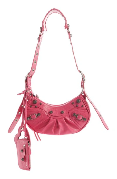 Balenciaga Extra Small Le Cagole Lambskin Shoulder Bag In Hot Pink