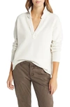 Frank & Eileen Cotton French Terry Popover Henley In Vintage White