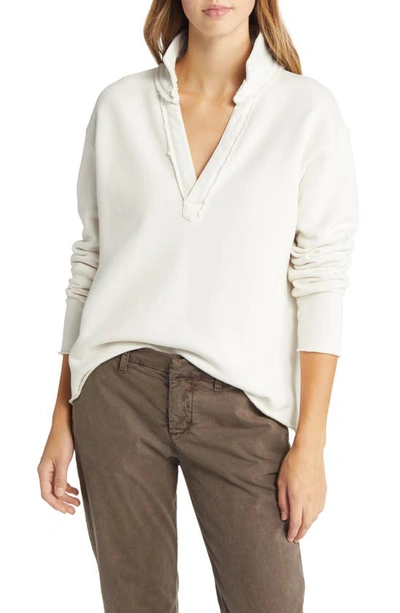 Frank & Eileen Cotton French Terry Popover Henley In Vintage White
