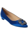 MANOLO BLAHNIK HANGISI SATIN FLAT