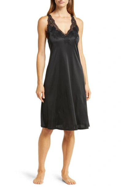 Natori Enchant Satin Slip Dress In Black