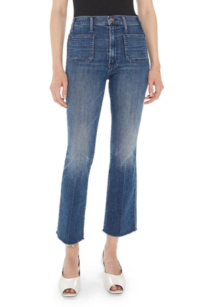 Mother The Hustler Patch Pocket High Waist Ankle Flare Jeans In Blue