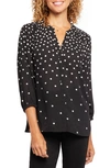 Nydj High-low Crepe Blouse In Percy Dot
