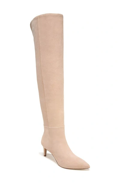 Sam Edelman Ursula Womens Suede Pointed Toe Over-the-knee Boots In Warm Oat