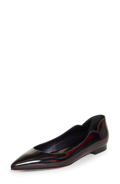 Christian Louboutin Hot Chickita Patent Red Sole Ballerina Flats In Black/ Lin Black