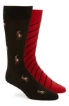 Polo Ralph Lauren Assorted 2-pack Pony Stripe Crew Socks In Black