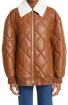 STAND STUDIO AUTUMN QUILTED FAUX LEATHER JACKET WITH FAUX FUR TRIM