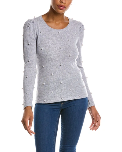 QI CASHMERE PEARL EMBELLISHED WOOL & CASHMERE-BLEND SWEATER