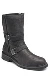 Karl Lagerfeld Faux Shearling Lined Double Buckle Boot In Black