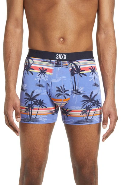 Saxx Ultra Super Soft 2-pack Relaxed Fit Boxer Briefs In Beach Stripe/ Black