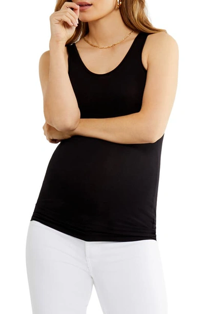 A Pea In The Pod Scoop Neck Maternity/postpartum Tank Top In Black
