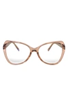 Fifth & Ninth Margot 54mm Butterfly Blue Light Blocking Glasses In Transparent Tan/ Clear