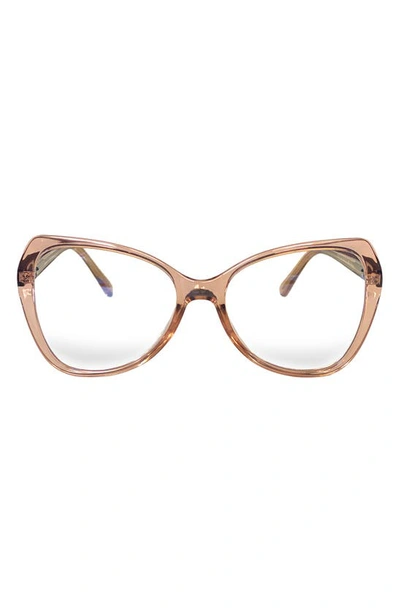 Fifth & Ninth Margot 54mm Butterfly Blue Light Blocking Glasses In Brown