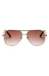 Fifth & Ninth Walker 61mm Polarized Aviator Sunglasses In Gold/blush