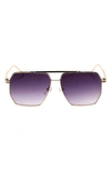 Fifth & Ninth Goldie 60mm Polarized Aviator Sunglasses In Purple