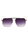 Fifth & Ninth Goldie 60mm Polarized Aviator Sunglasses In Gold/ Purple