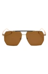 Fifth & Ninth Goldie 60mm Polarized Aviator Sunglasses In Brown